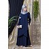 Asymmetrical abaya with overlapped panel- Navy Blue